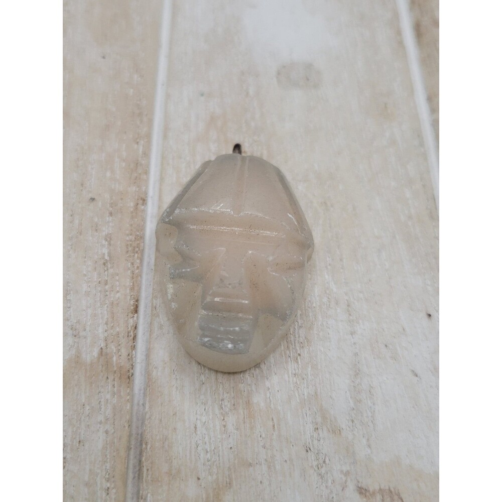 Vintage Handmade Craved Large Stone Face Necklace Pendant